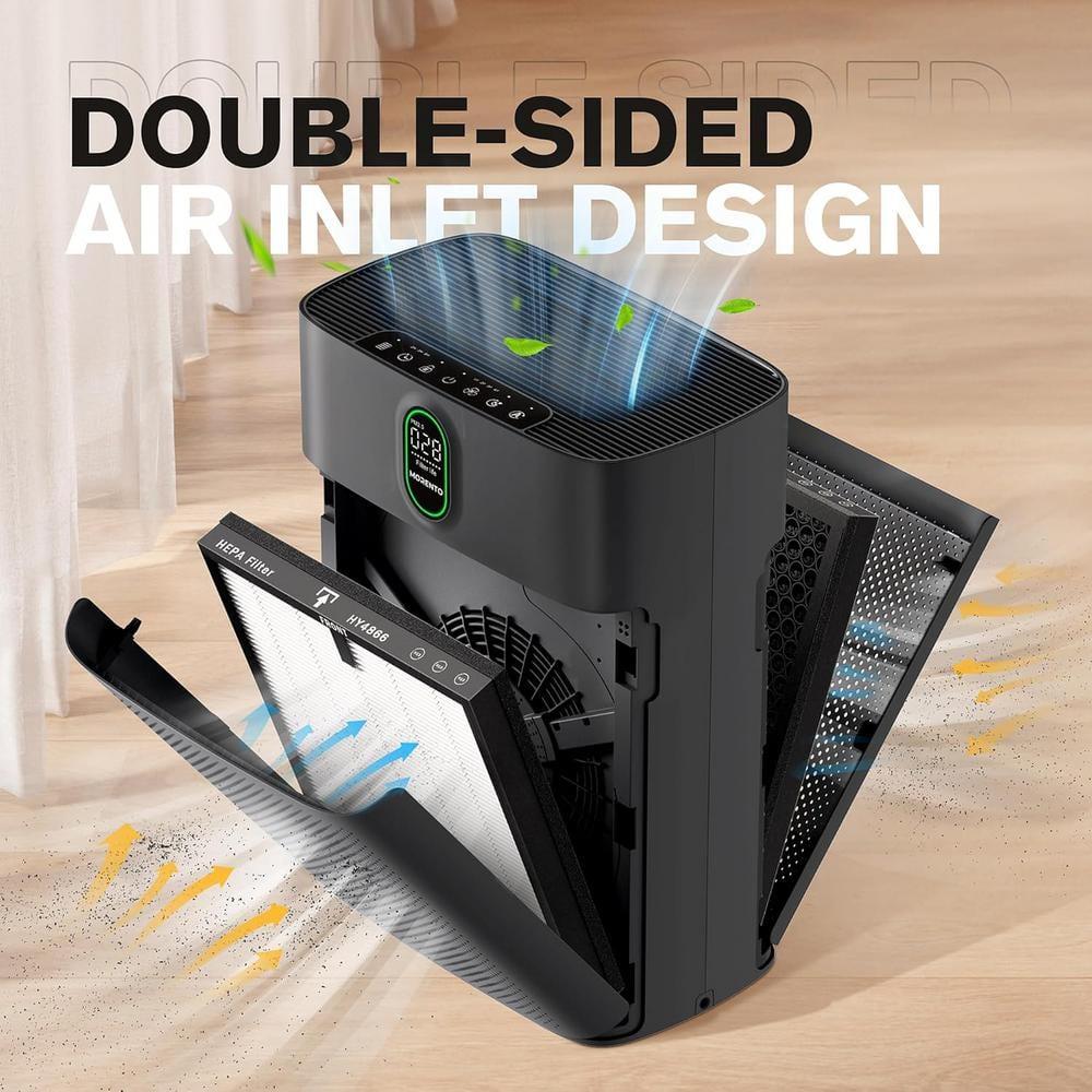 MORENTO Air Purifiers for Home Large Room up to 1076 Sq Ft with PM 2.5 Display Air Quality Sensor,Remove 99.97% of Pet Hair with Double-Sided Air Inlet, 24db, Black, 1 Pack