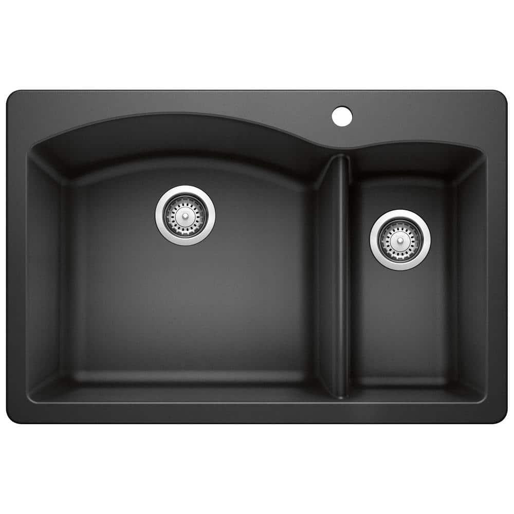 Blanco Diamond Silgranit 33" L x 22" W Double Basin Drop-In/Undermount Sink 440199