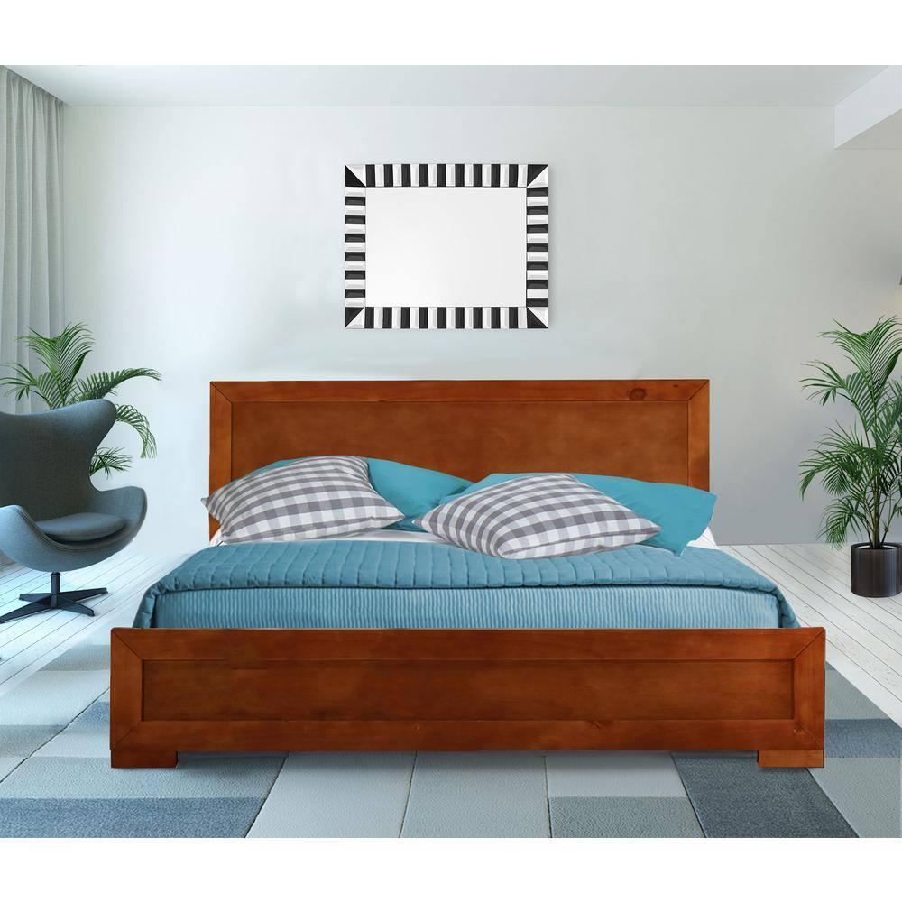 Camden Isle Oxford Platform Bed | Paneled Headboard | Low Profile | Full, Cherry