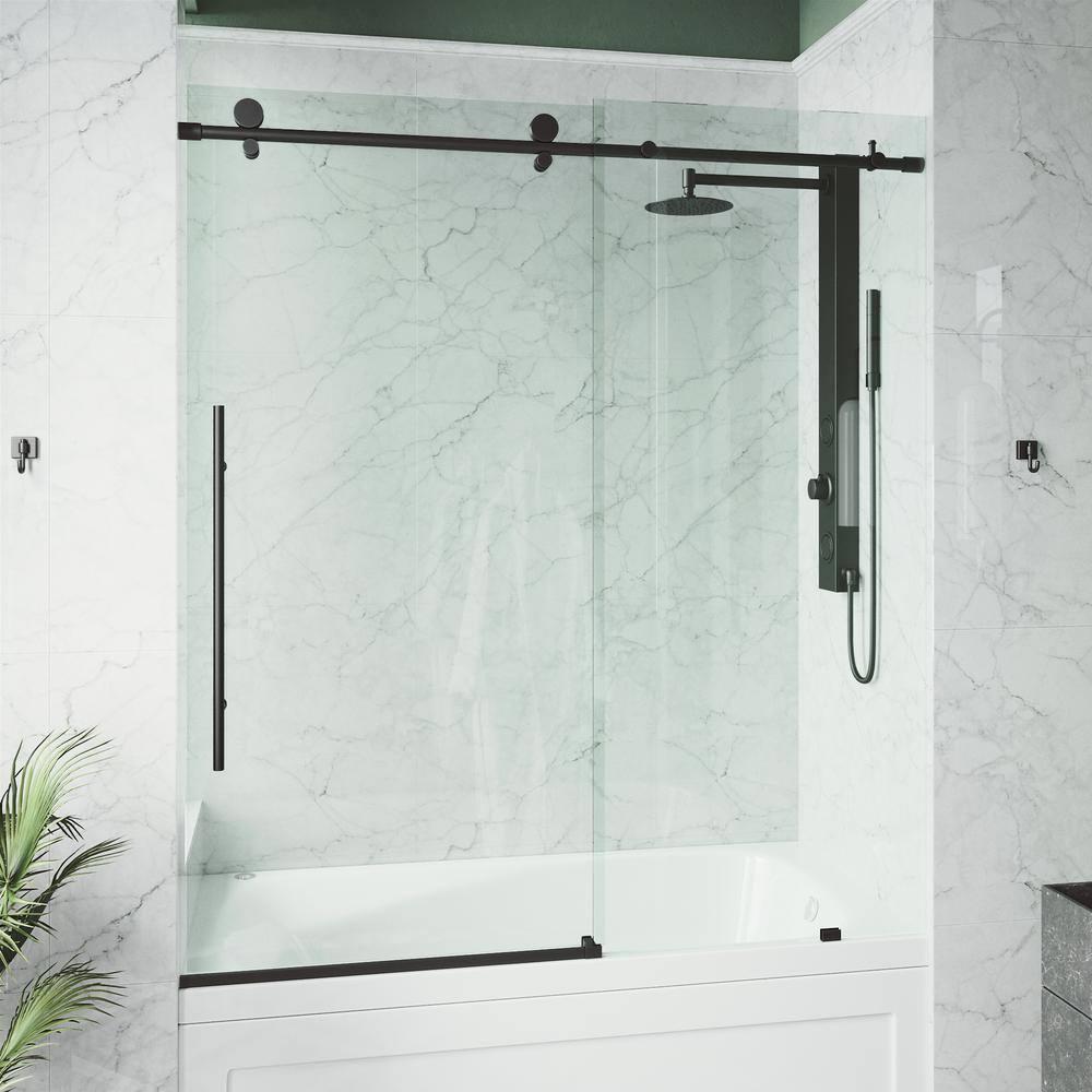 Elan E-Class 56-60" W x 66" H Sliding Frameless Tub Door with 3/8" Clear Glass
