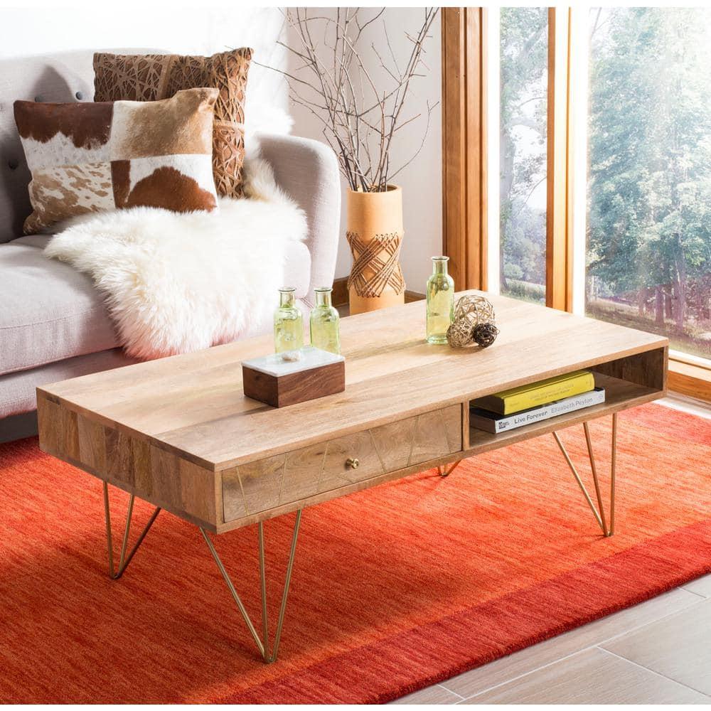 Marigold Coffee Table - Natural/Brass - Safavieh