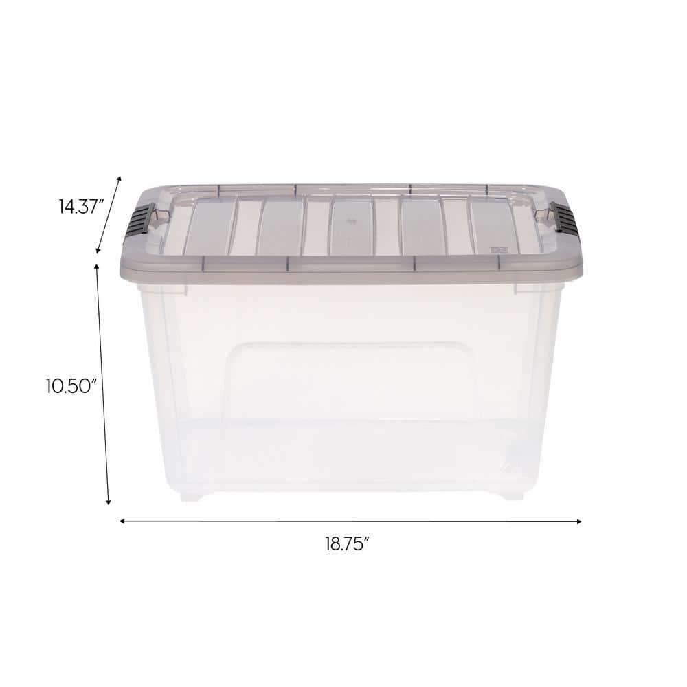 IRIS 32qt Stack and Pull Plastic Storage Bin: Clear & Gray, Stackable, Portable, Latch Closure, Built-In Handles