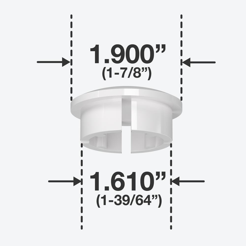 FORMUFIT F112IDC-WH-10 PVC Internal Domed End Cap, Furniture Grade, 1-1/2" Size, White (Pack of 10)