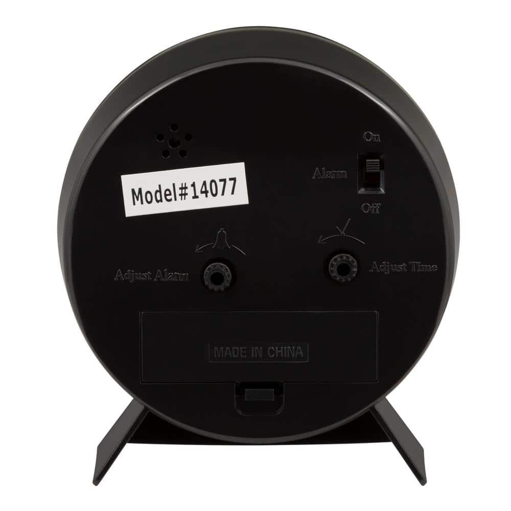 Equity Battery-Operated Black Analog Quartz Alarm Clock, 14077