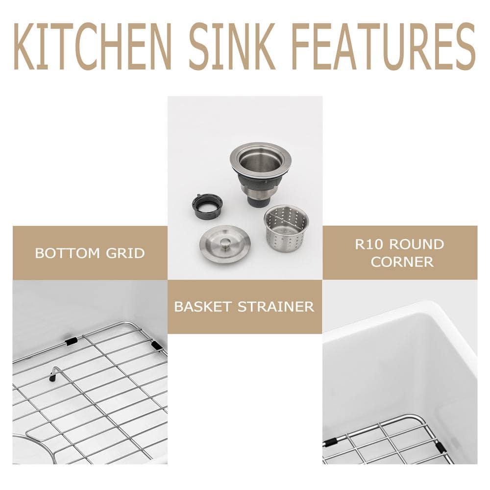 Sarlai 32'' L x 19" W White Ceramic 50/50 Double Basin Drop-In/Undermount Kitchen Sink with Sink Grids S-CSU3219-55