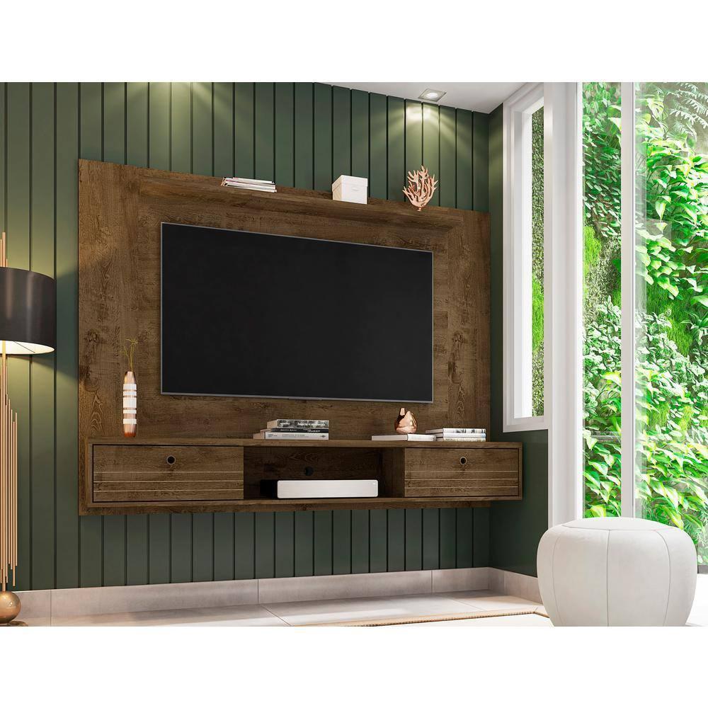 Manhattan Comfort Liberty Wood Entertainment Center for TVs up to 65", Rustic Brown