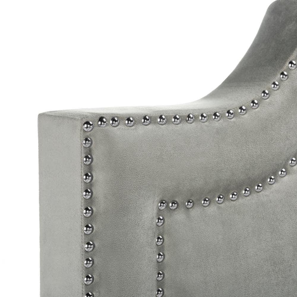 SAFAVIEH Theron Modern Elegant Upholstered Bed Frame with Nail Heads, Full, Pewter