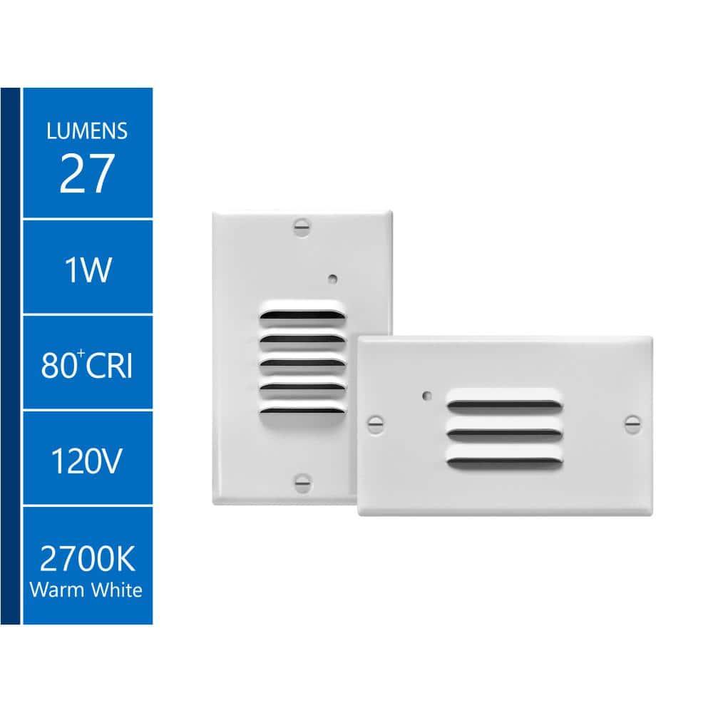 STP2 Series White LED Hardwire Stair Light Louvered with Dusk to Dawn Sensor