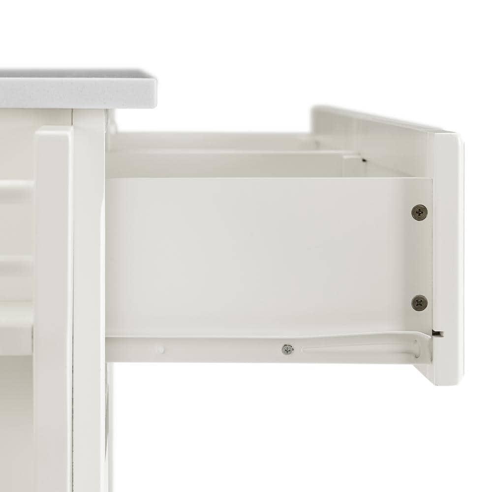 Cambridge Granite Top Full Size Kitchen Island/Cart White - Crosley: Adjustable, Storage, Spice Rack