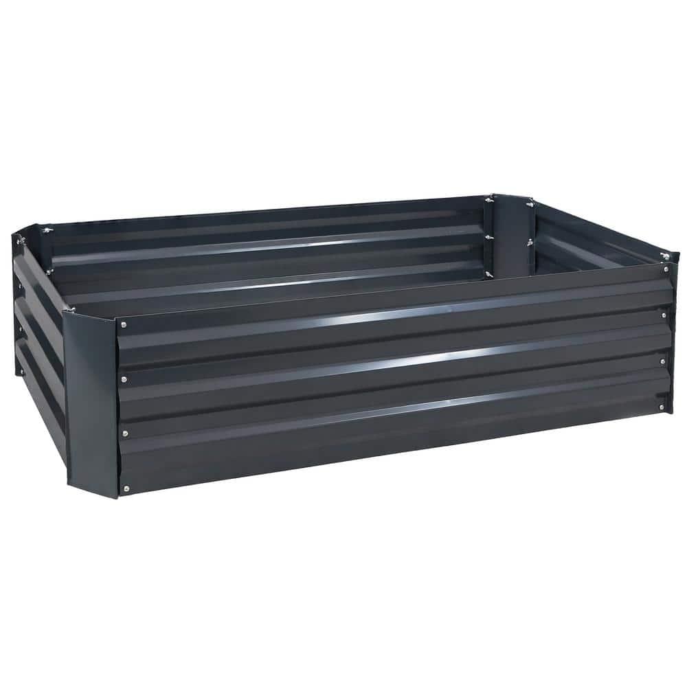 Sunnydaze Hot Dip Galvanized Steel Raised Garden Bed for Plants, Vegetables, and Flowers - 48" L x 11.75" H - Dark Gray