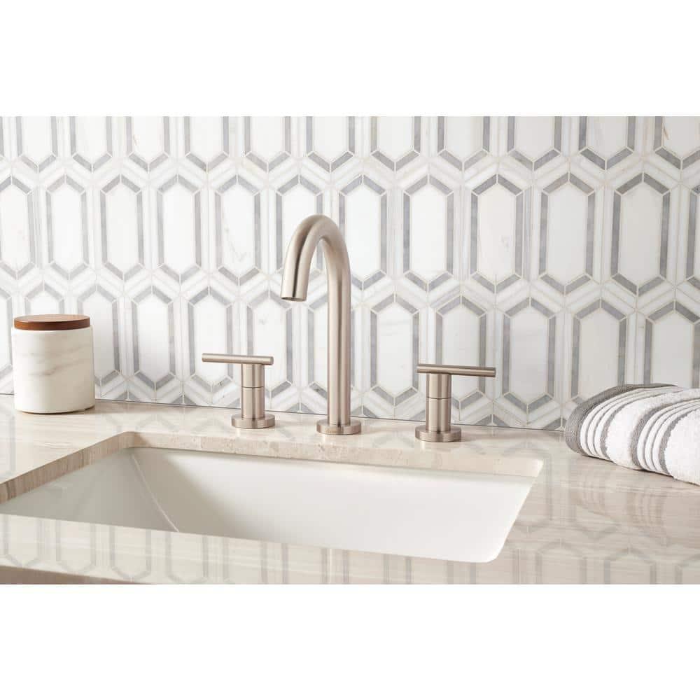 Bianco Dolomite Pavilion Picket 12 in x 12 in. Polished Marble Mesh-Mounted Mosaic Tile
