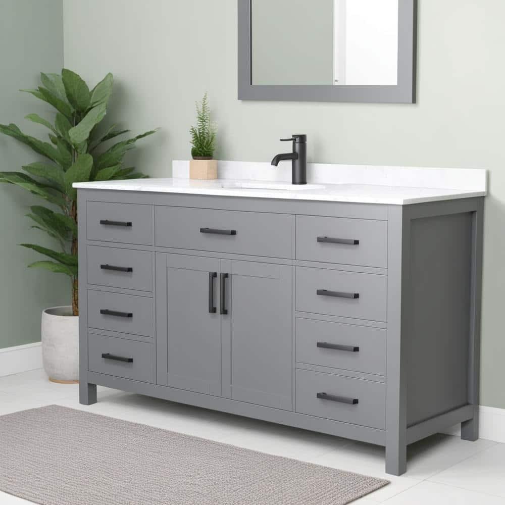 Beckett 60" Freestanding Single Bathroom Vanity with Cultured Marble Top