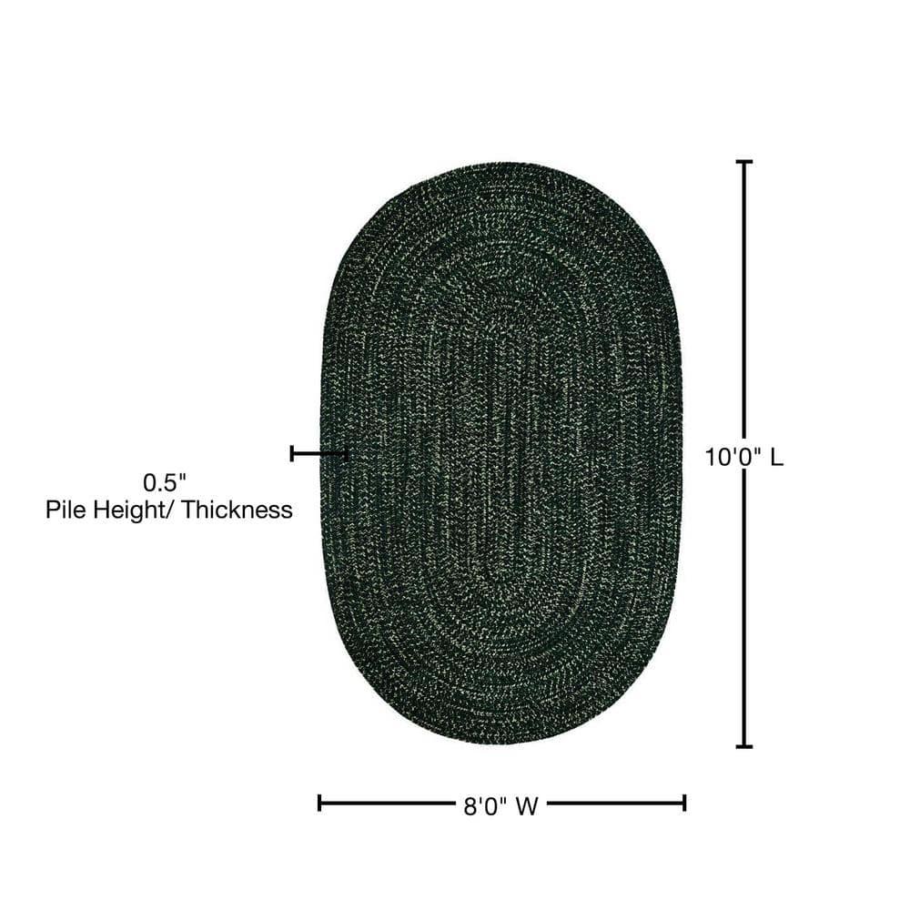 Better Trends Chenille Tweed Braid Collection is Durable and Stain Resistant Reversible Indoor Area Utility Rug 100% Polyester in Vibrant Colors, 96" x 120" Oval, Diluth & Emerald