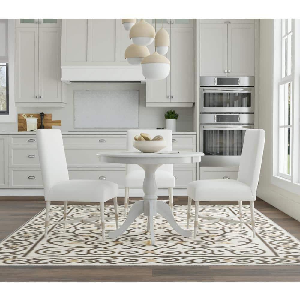 Carolina Living 36" Salem Round Pedestal Dining Table White Wash: Rubberwood, Seats 4, Adult Assembly Required