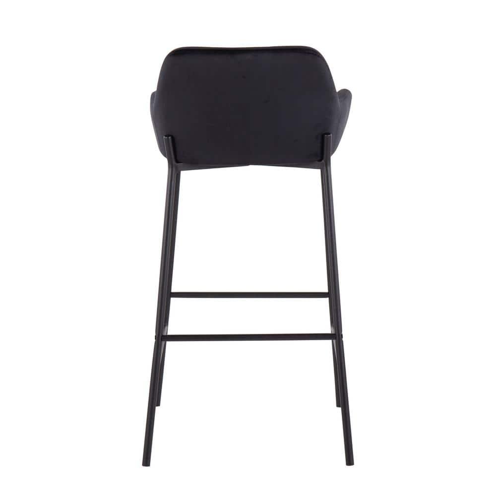 Set of 2 Daniella Metal/Velvet Barstools Black - LumiSource: Upholstered, 30" Fixed Height, Foam Padded