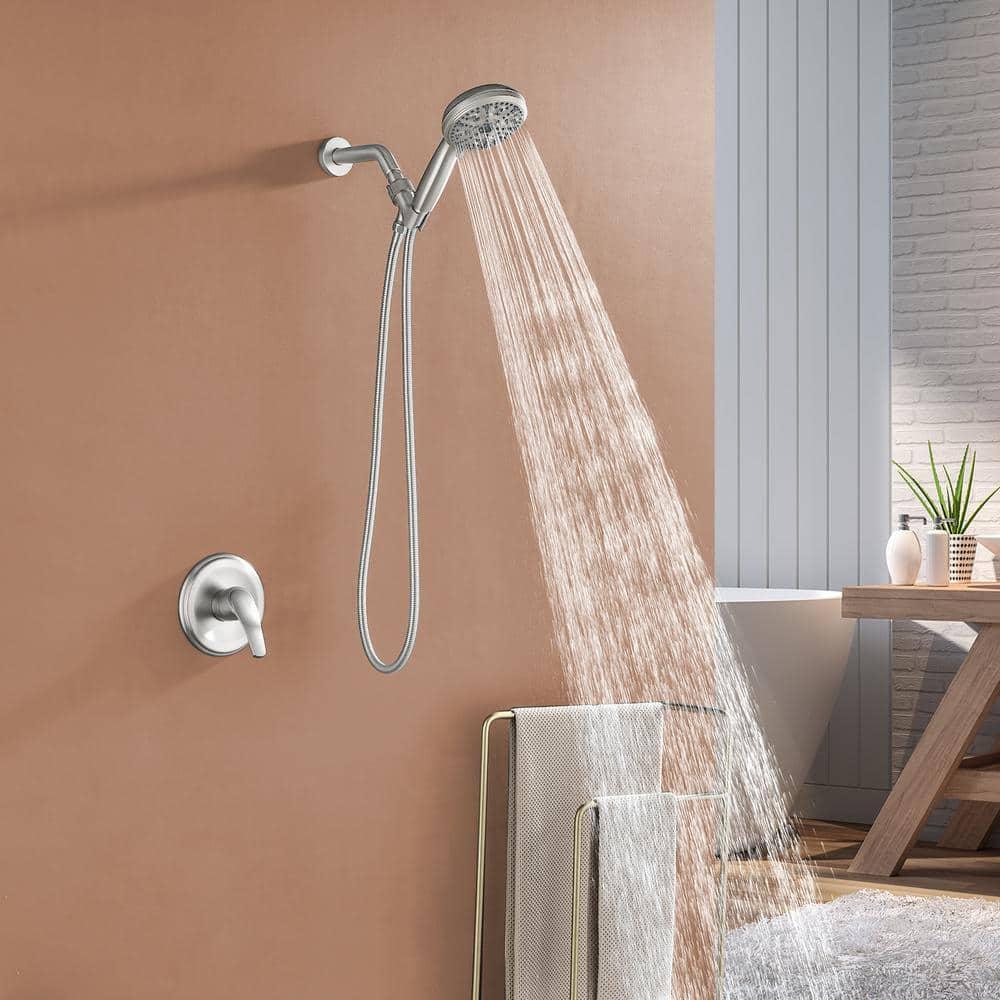 Single-Handle Shower Faucet Set Shower Kit with Valve Shower Trim Kit with 10 Spray Handheld Shower Head System Shower Valve and Trim Kit Brushed Nickel Shower Fixtures