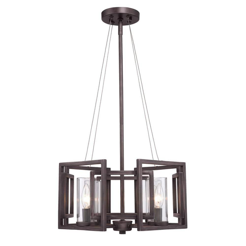 Golden Lighting Marco 4-Light Semi-flush in Gunmetal Bronze with Clear Glass