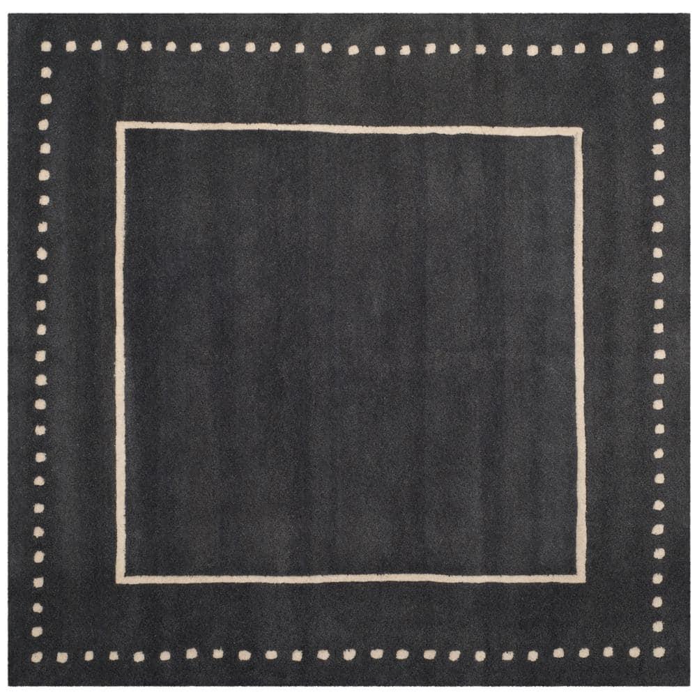 Bella BEL151 Hand Tufted Area Rug - Dark Grey/Ivory - 5'x5' - Safavieh.