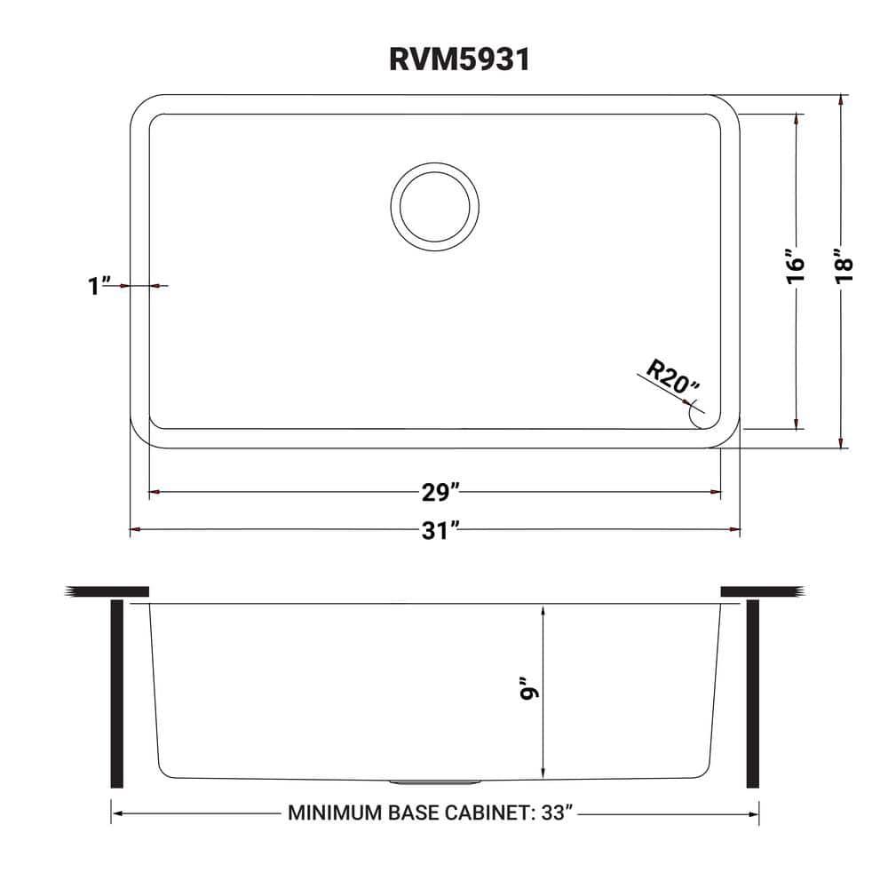 Ruvati 32-inch Undermount Kitchen Sink 16 Gauge Stainless Steel