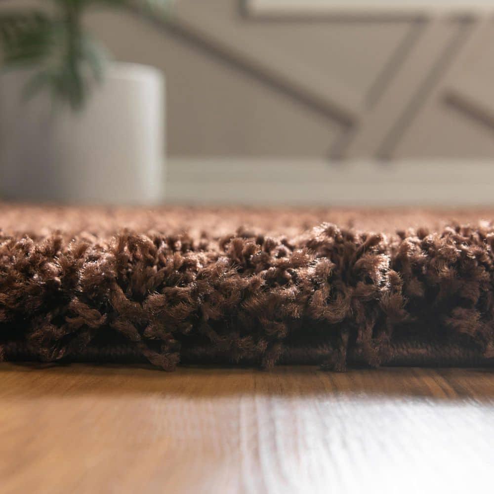Unique Loom 4' 0 x 6' 0 Solid Shag Chocolate Brown Area Rug