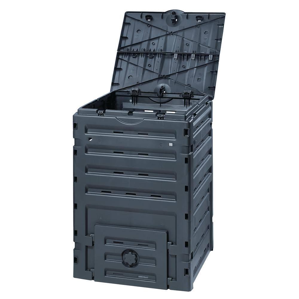 Exaco 120 Gallons Polyethylene Plastic Outdoor Stationary Composter with Latching Lid