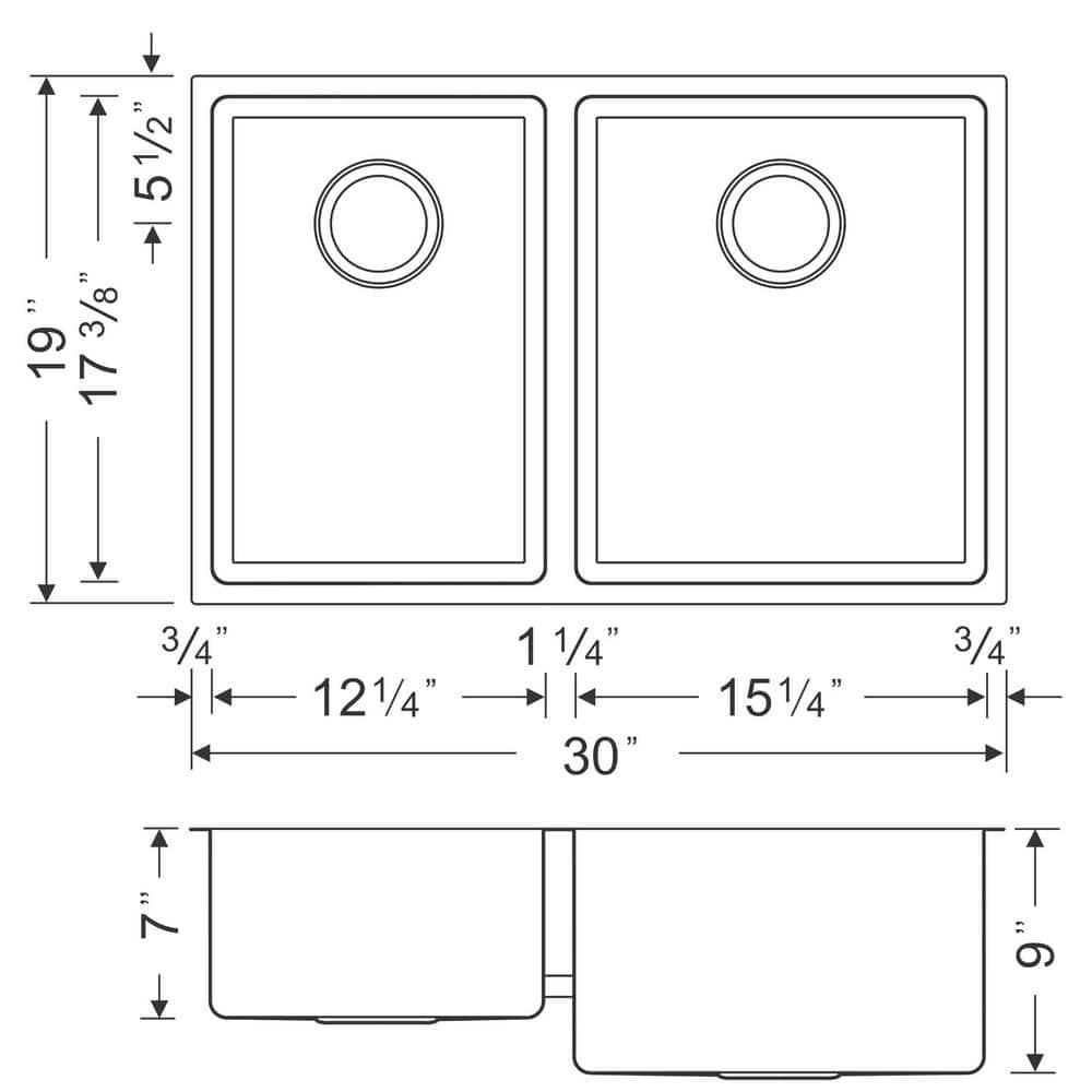 Wells Sinkware CSU3020-97 Chef's Series 30'' L Undermount Double Bowl Stainless Steel Kitchen Sink