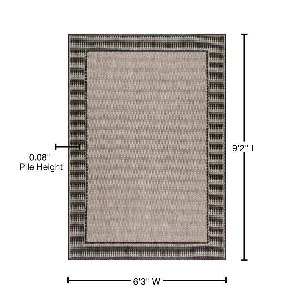 Nuloom Gris Bordered 6x9 Indoor/Outdoor Area Rug for Living Room Patio Deck Front Porch Kitchen, Grey/Black