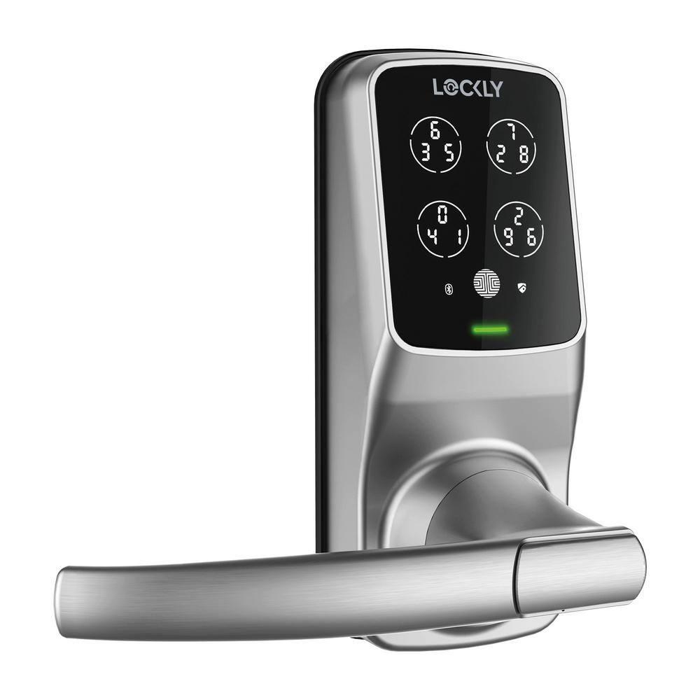 Lockly Secure Plus Bluetooth Smart Door Lock, Keyless Entry with PIN Genie® Digital Keypad, 3D Biometric Fingerprint Sensor Front Door Lock with Handle, Voice Control & Auto Lock - Latch Edition