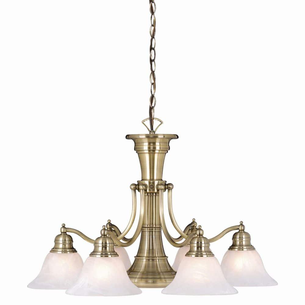 Vaxcel Standford 6 - Light Chandelier in  Antique Brass