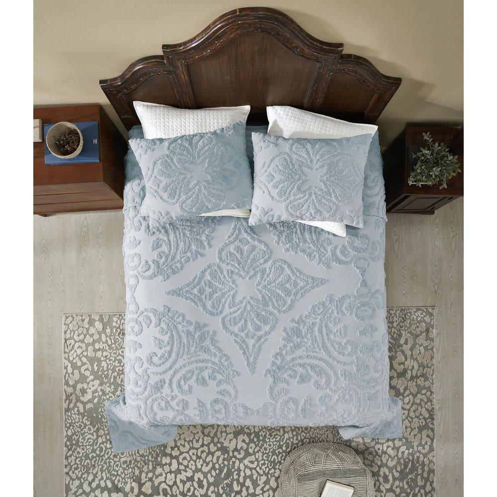 Better Trends Rylee Collection Blue Cotton Tufted Bedspread Set