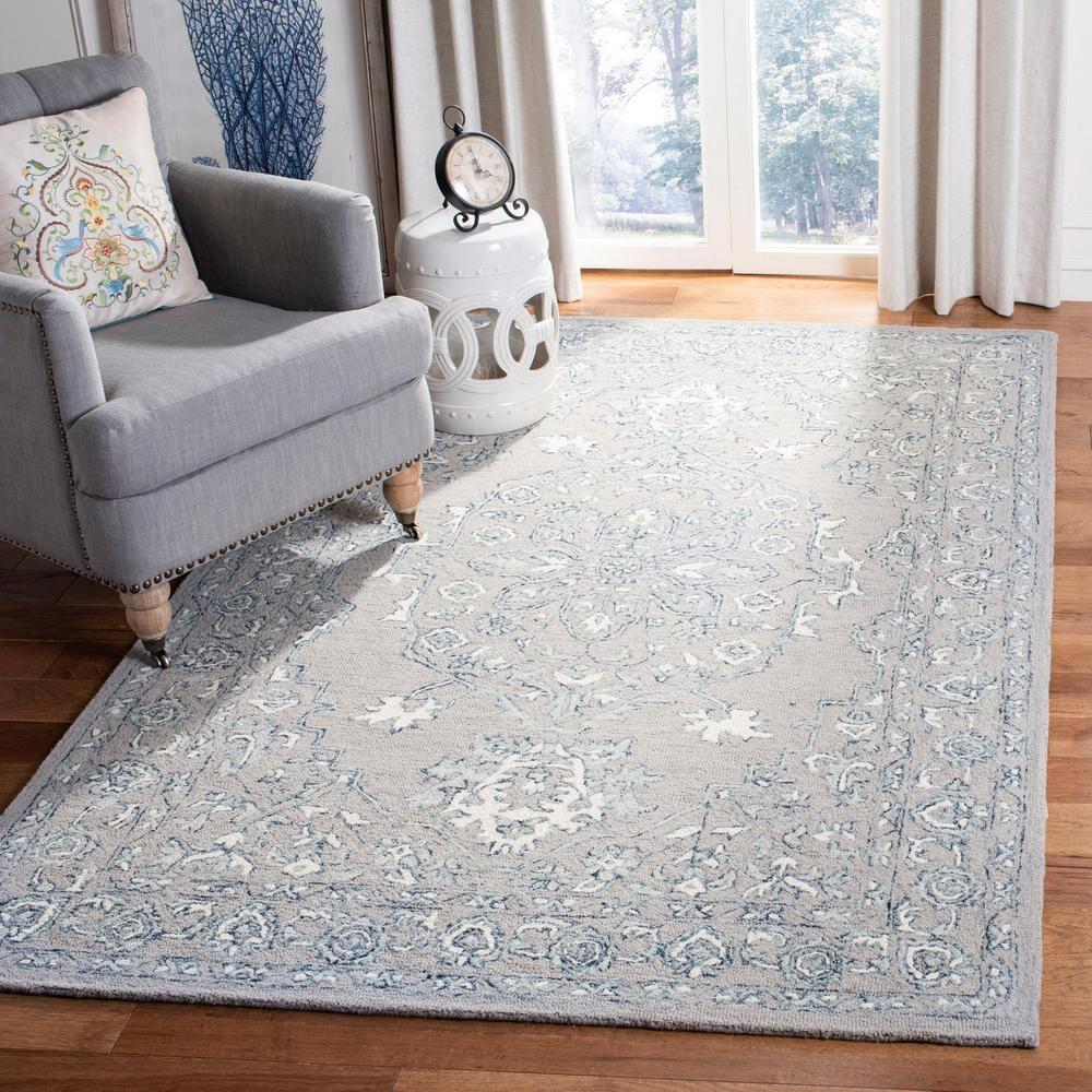 Micro-Loop MLP504 Hand Tufted Indoor Accent Rug - Light Grey/Ivory - 4'x6' - Safavieh