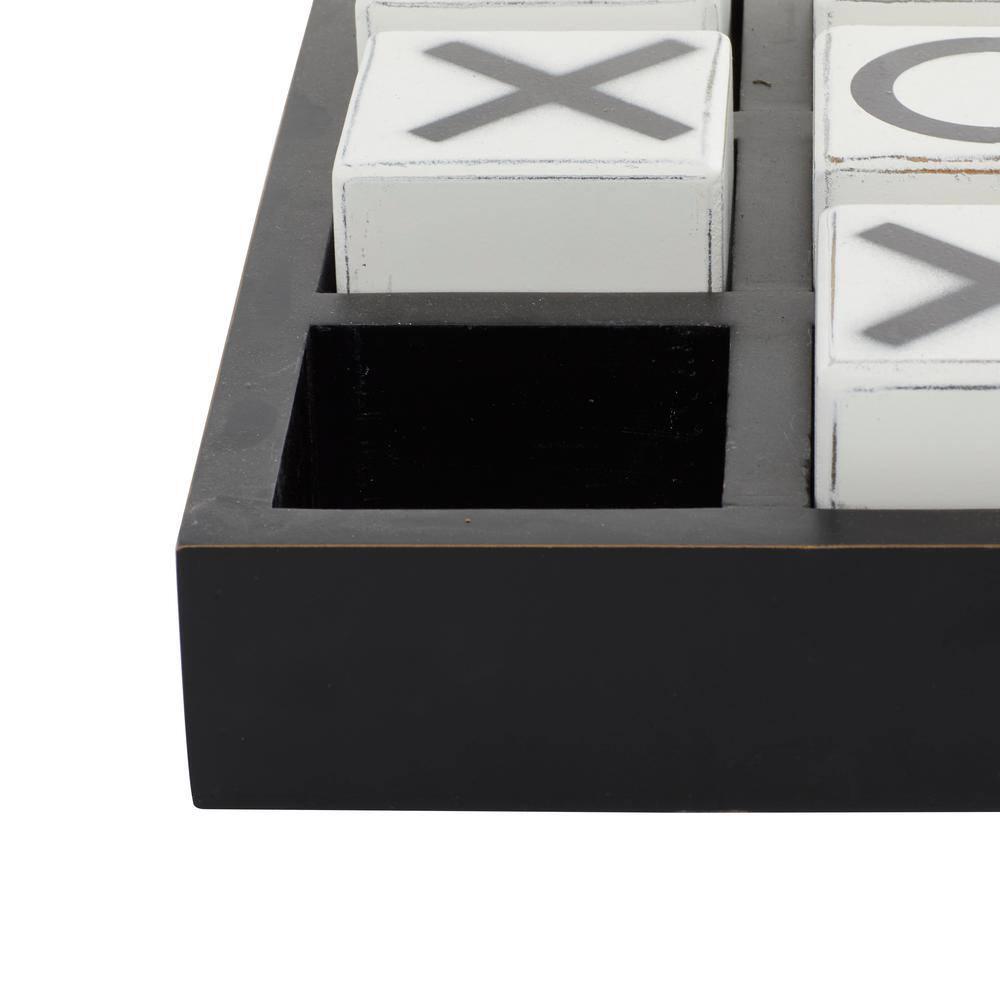 14" Contemporary Wooden Tic Tac Toe Sculpture Black - Olivia & May: MDF Tabletop Game Set