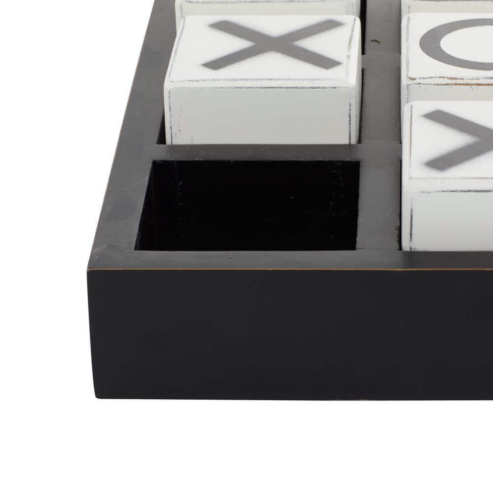 14" Contemporary Wooden Tic Tac Toe Sculpture Black - Olivia & May: MDF Tabletop Game Set