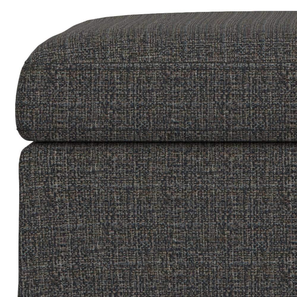 Simpli Home Owen 36"W Upholstered Square Coffee Table Storage Ottoman with Lift Top and Solid Wood Legs