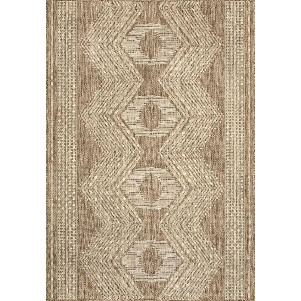 nuLOOM 4' x 6' Outdoor Geometric Area Rug, Stain Resistant, Weather Resistant, High Traffic, Patio, Balcony, Outside, Ranya Light Brown