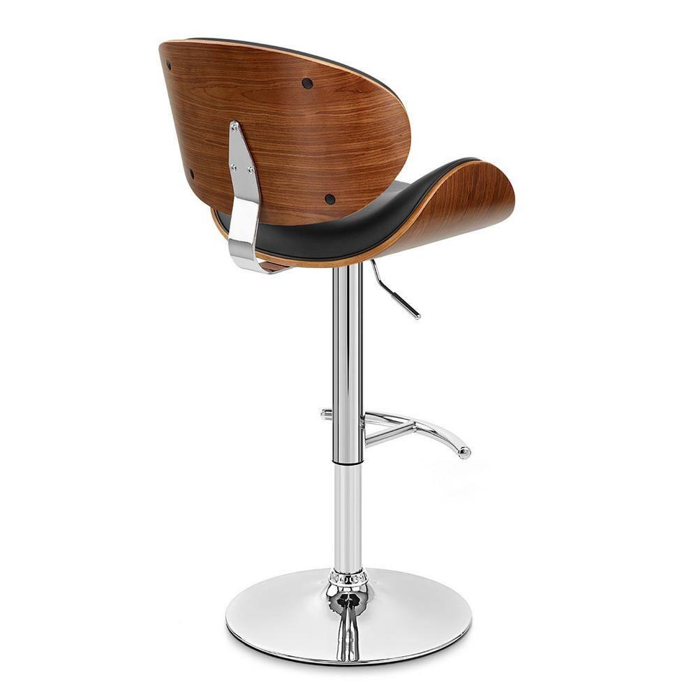 Armen Living Naples 34" Contemporary Faux Leather & Metal Bar Stool in Black