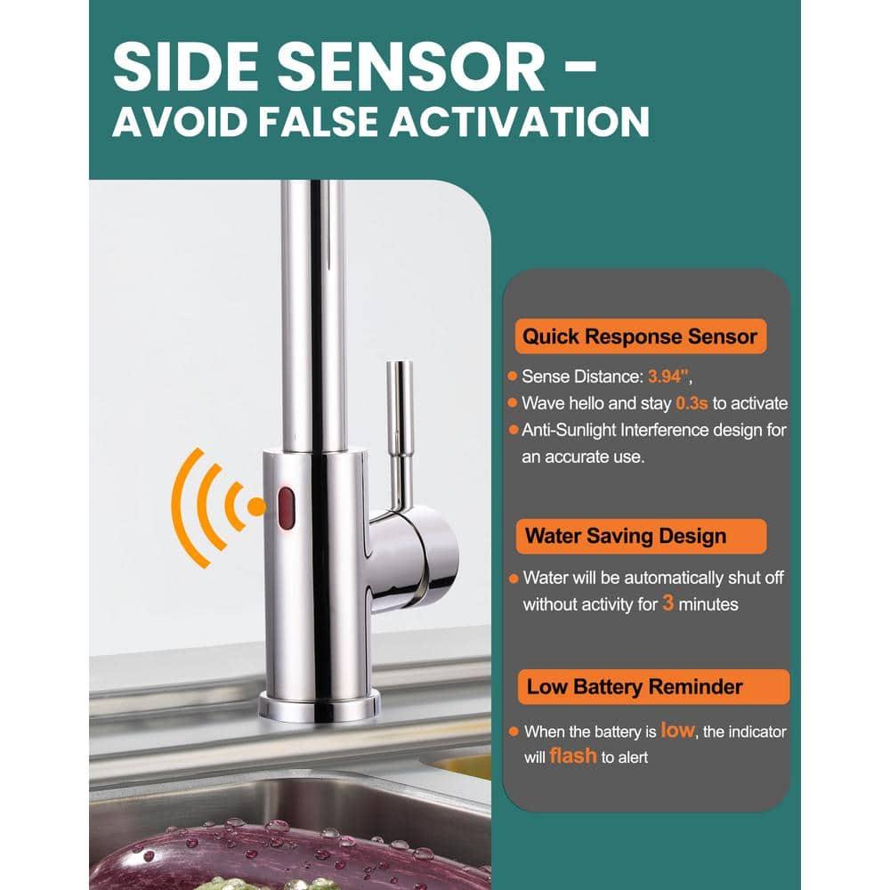 Touchless Kitchen Faucet Stainless Steel: WOWOW Smart Motion Sensor Kitchen Sink Faucet with Sprayer, Automatic Hand-Free Polished Chrome Kitchen Faucet for Sink 1 or 3 Hole
