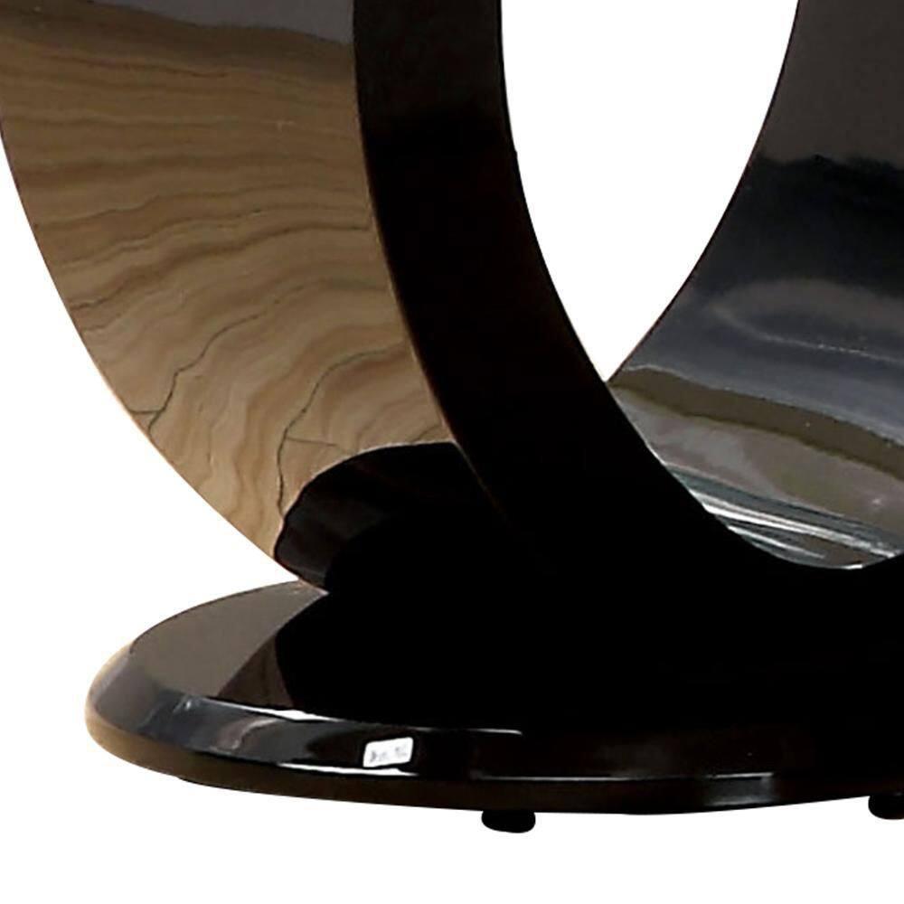 Maykoosh Elegant Escape Tempered Glass Top End Table With O Shape Base, Black