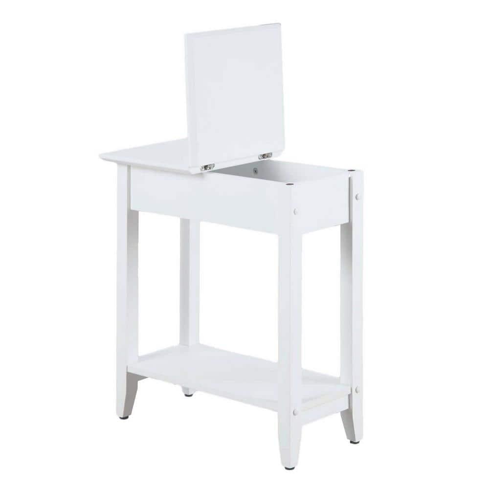 Convenience Concepts American Heritage Flip Top End Table with Shelf, White