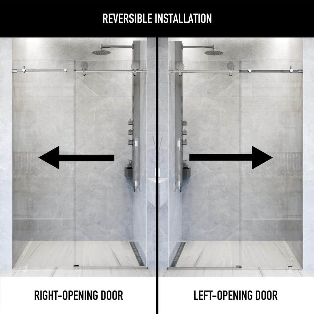 Elan Hart 68-72" W x 76" H Sliding Frameless Shower Door with 3/8" Clear Glass