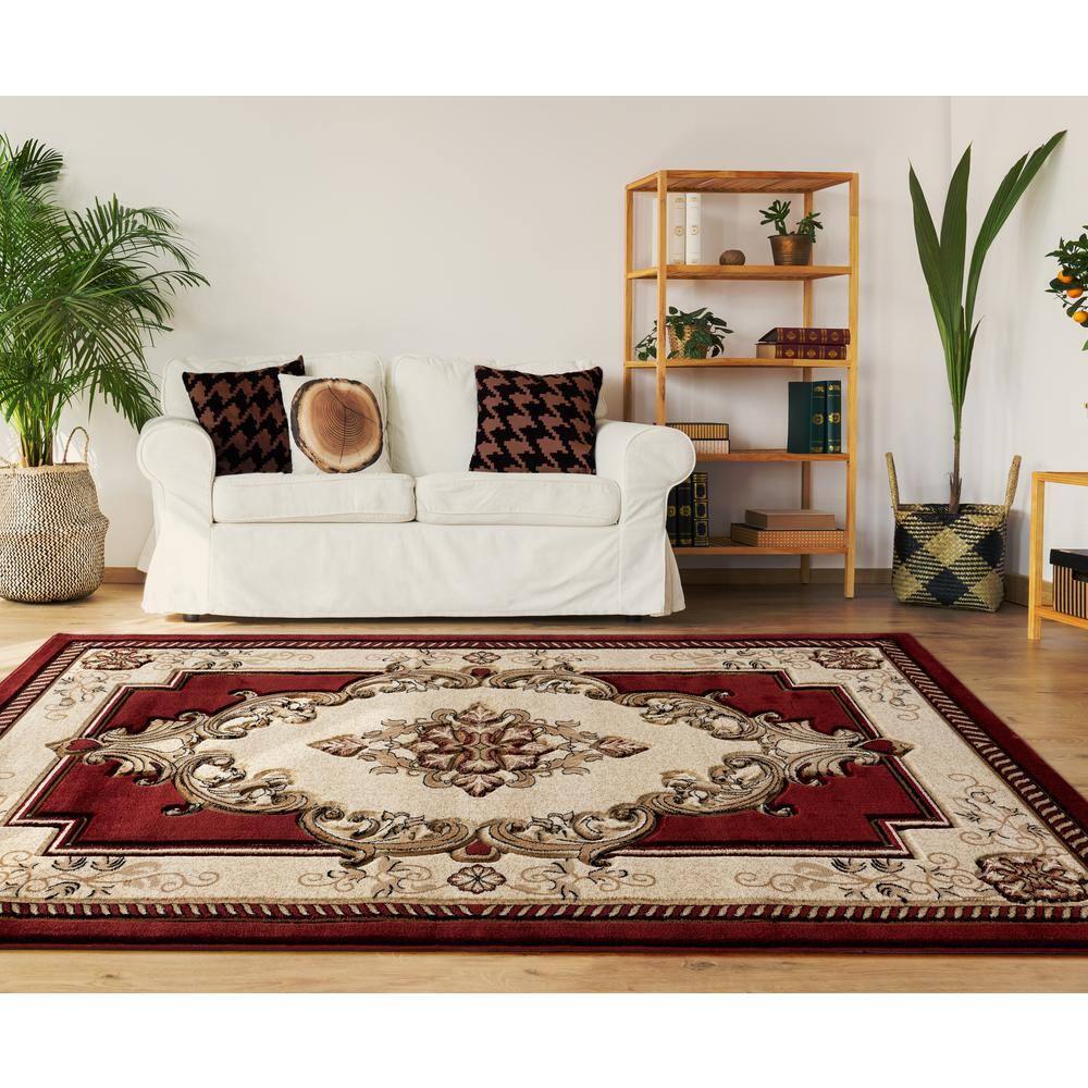 Designer Home Swan Area Rug 2050 10534 Fallon Burgundy Medallion Curls 1' 10" x 2' 8" Rectangle