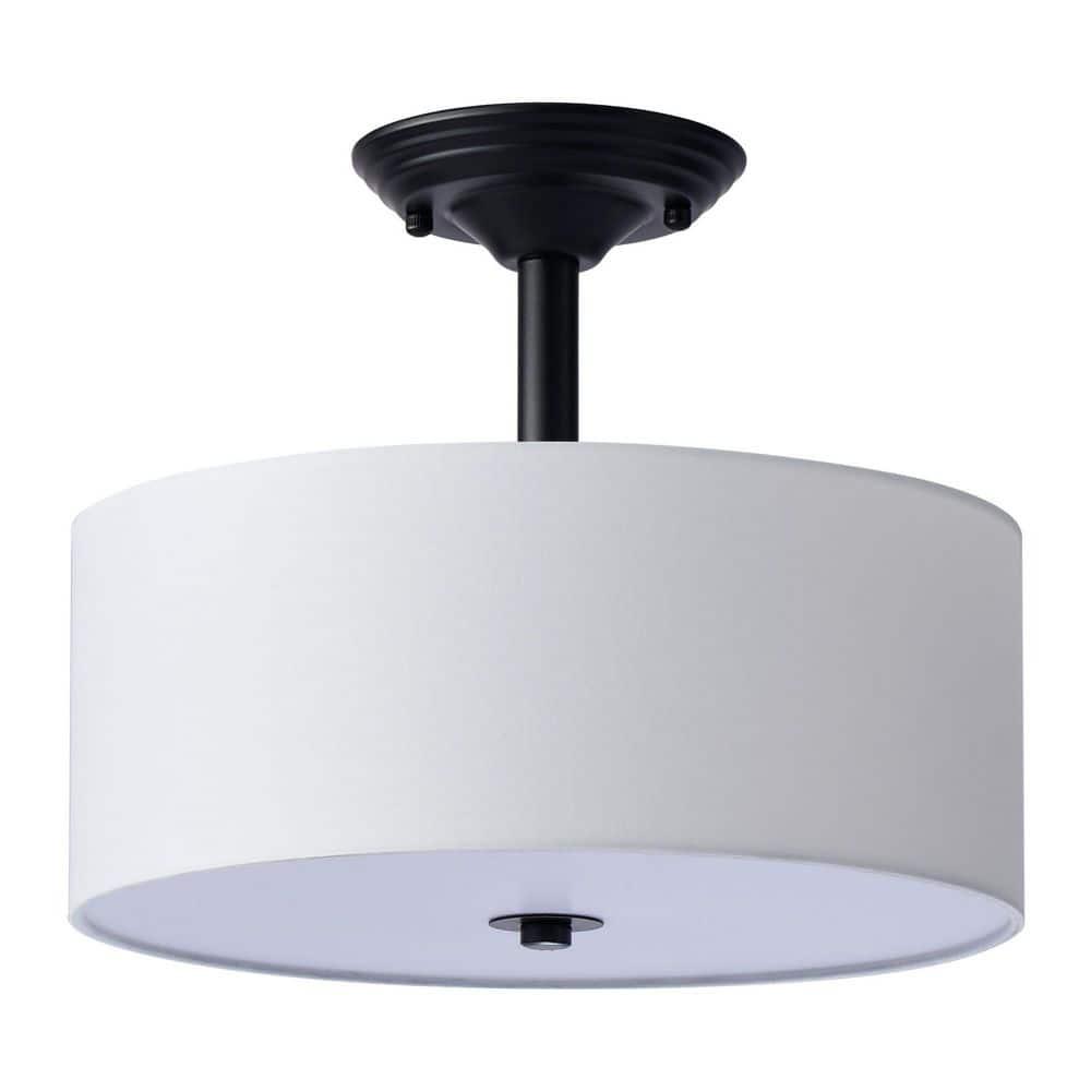 Trade Winds Cassie Drum Semi-Flush Mount Ceiling Light in Matte Black