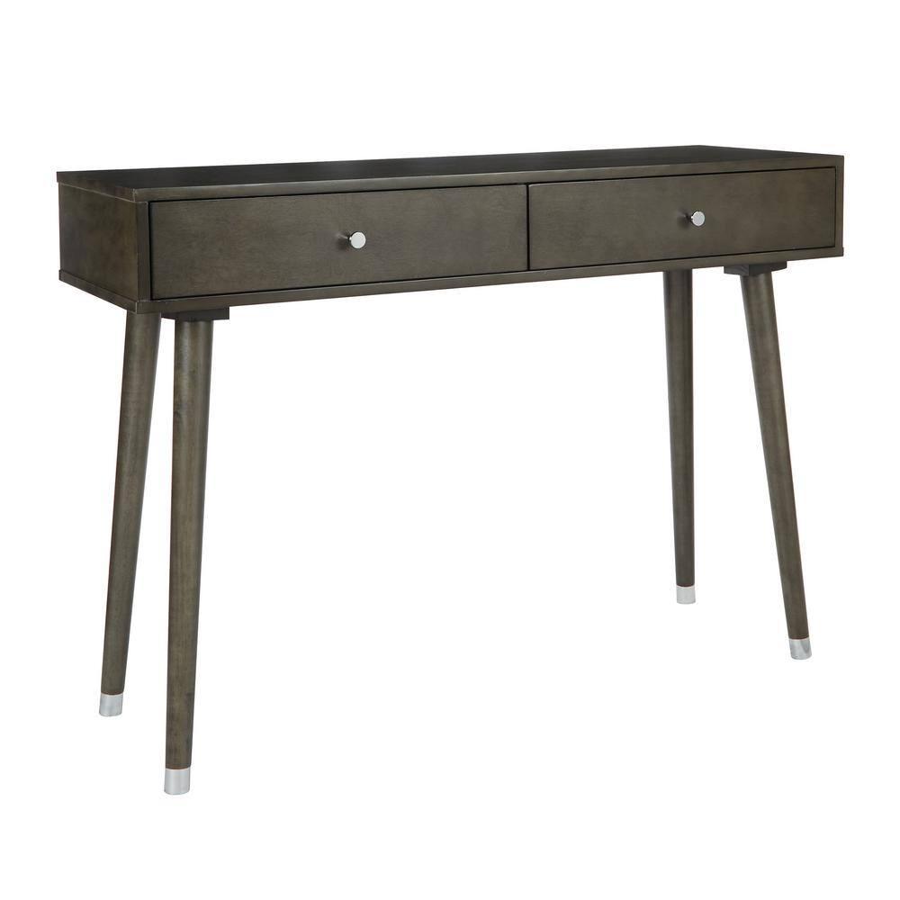 Cupertino 41 in. Dark Gray Standard Rectangle Wood Console Table with Drawers