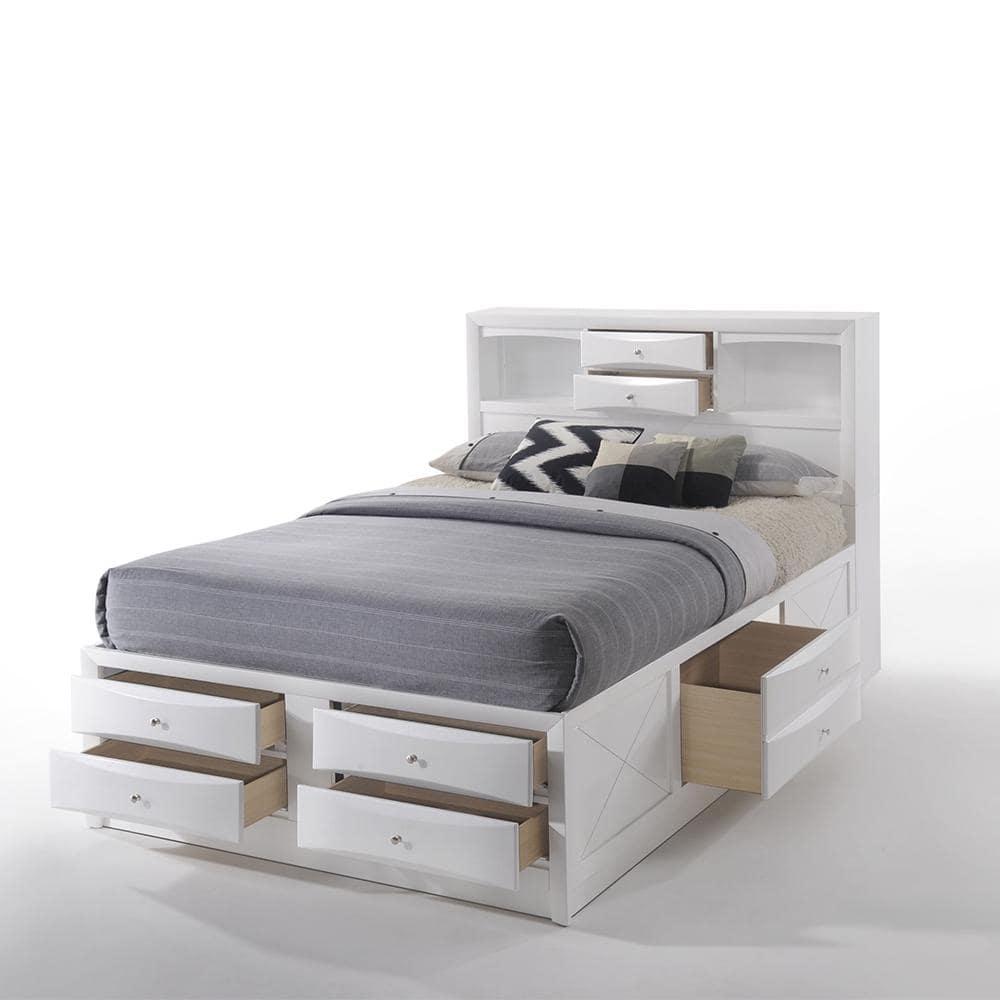 Acme Ireland Full Bed with Storage, White