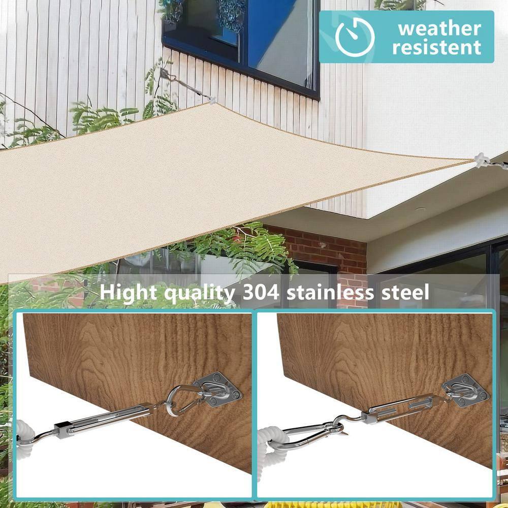 FZENeast Shade Sail Hardware Kit, 5 Inch Super Heavy Duty 304 Marine Grade Stainless Steel Sun Shade Hardware Kit for Triangle/Rectangle/Square Sun Shade Sails Installation (40 PCS)