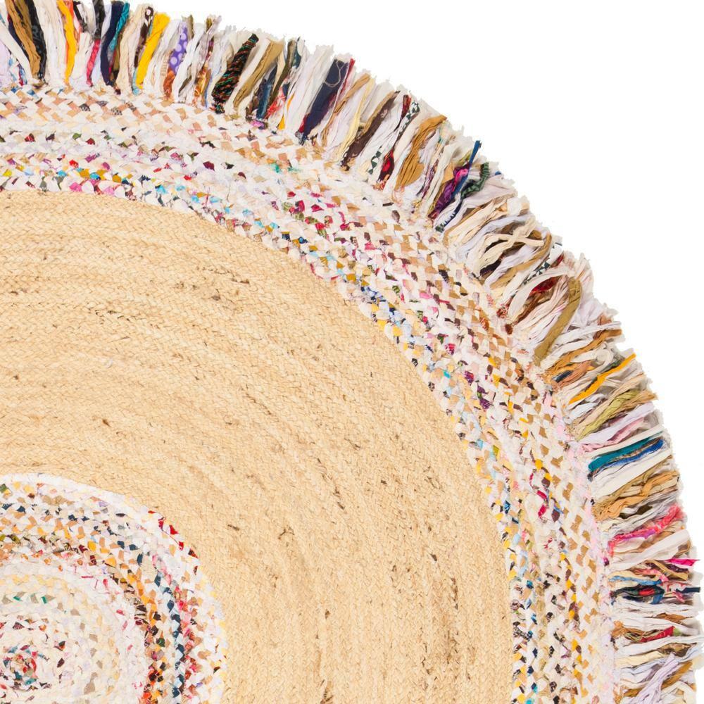 Cape Cod CAP205 Hand Woven Area Rug - Ivory/Light Beige - 5' Round - Safavieh.