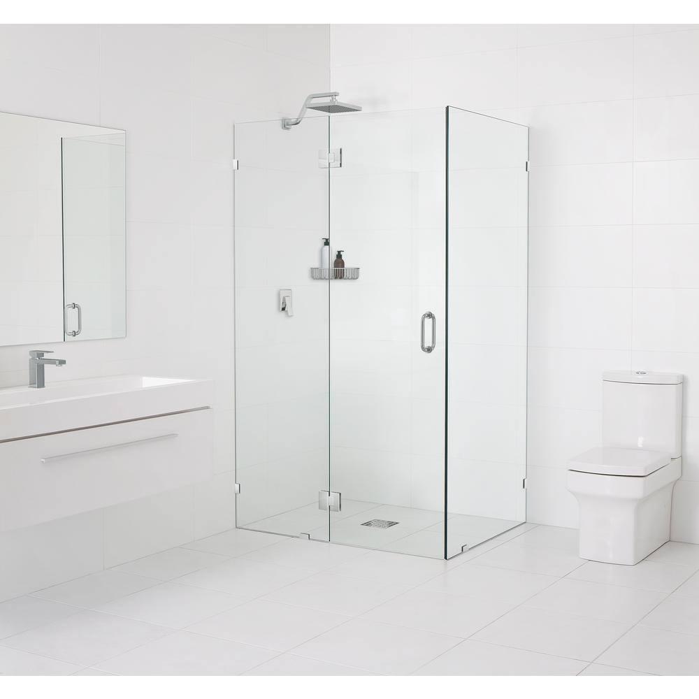 Halo 54 in. x 32 in. x 78 in. 90-degree Fully Frameless Glass Hinged Shower Enclosure