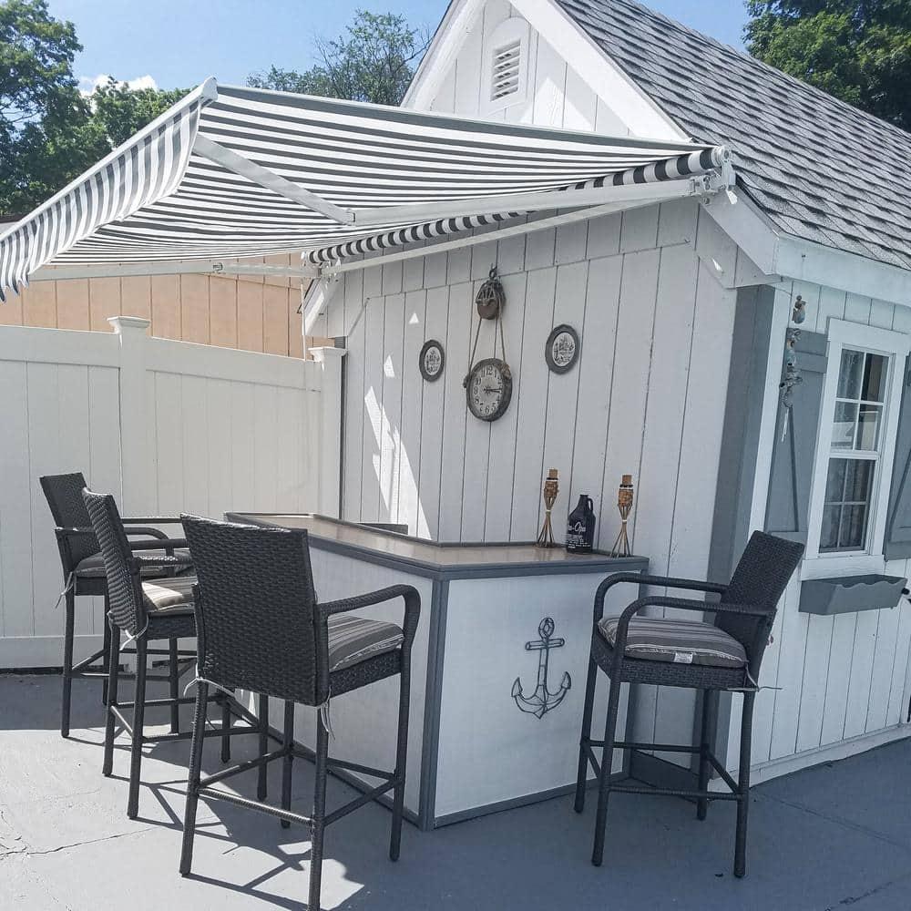 ALEKO Motorized Retractable Outdoor Awning with White Frame