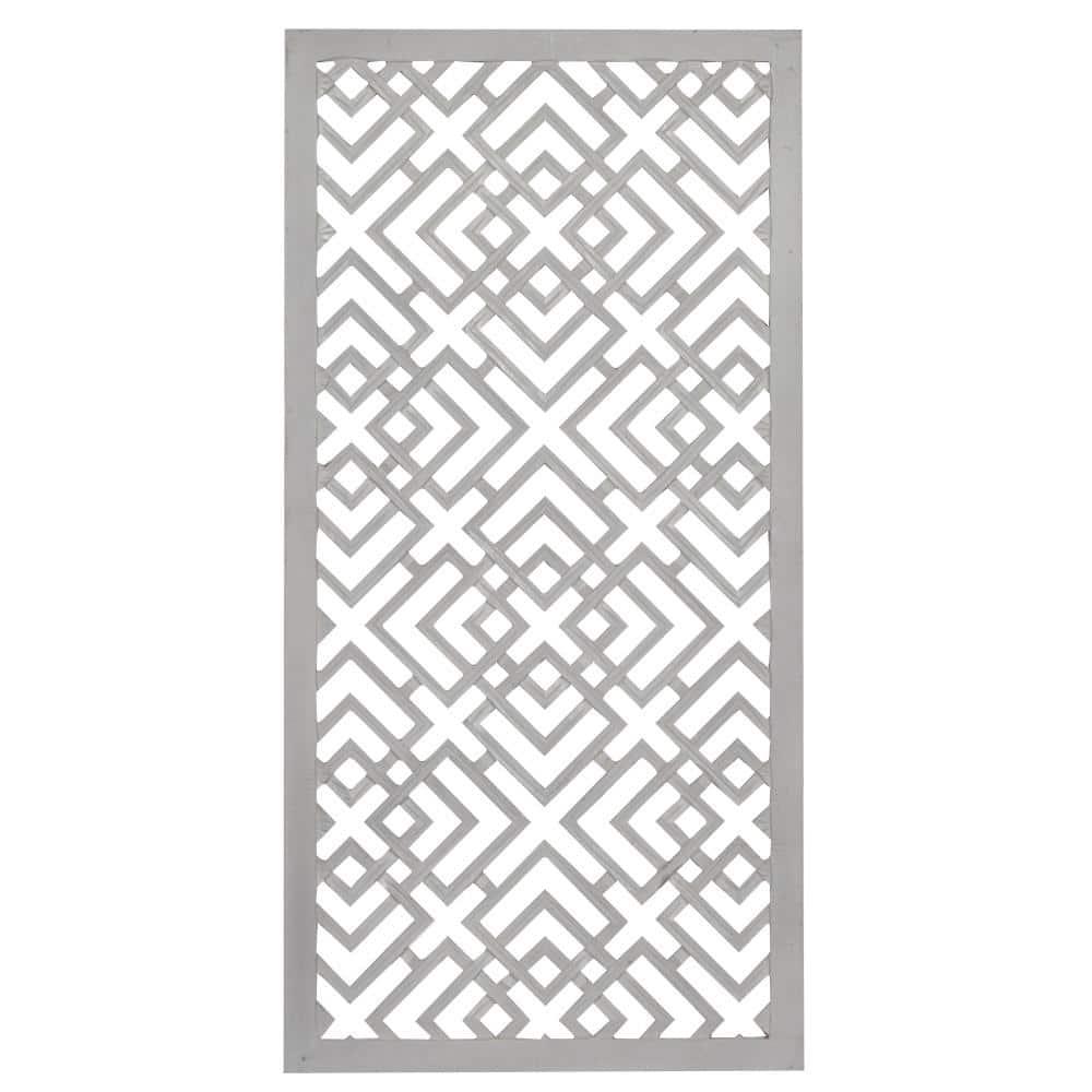 DecMode Gray Wood Carved Geometric Wall Decor
