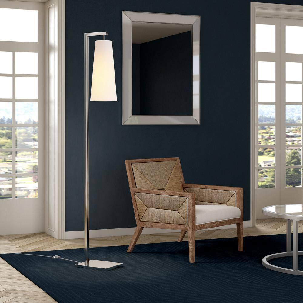 Henn&Hart 11" Brushed Nickel Finish Metal/Fabric Floor Lamp